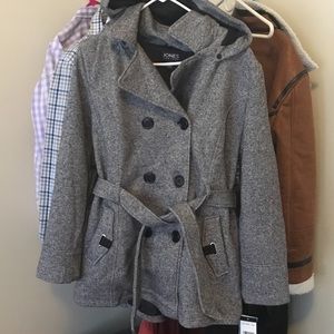 Jones New York Double Breasted Fleece Coat